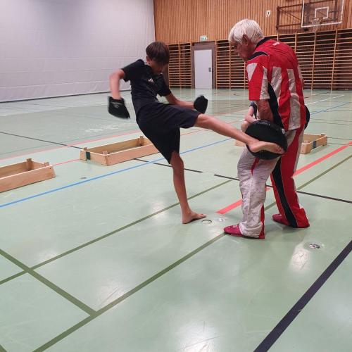 Das Foto zeigt SchülerInnen beim Kickboxtraining