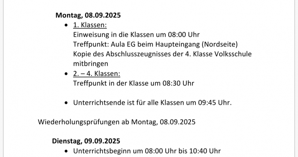 1. Schulwoche 2025/2026